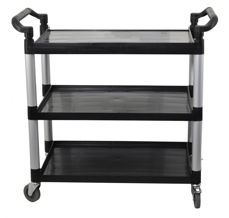 Black Plastic Bussing Cart with 19.5" x 31" tray size
